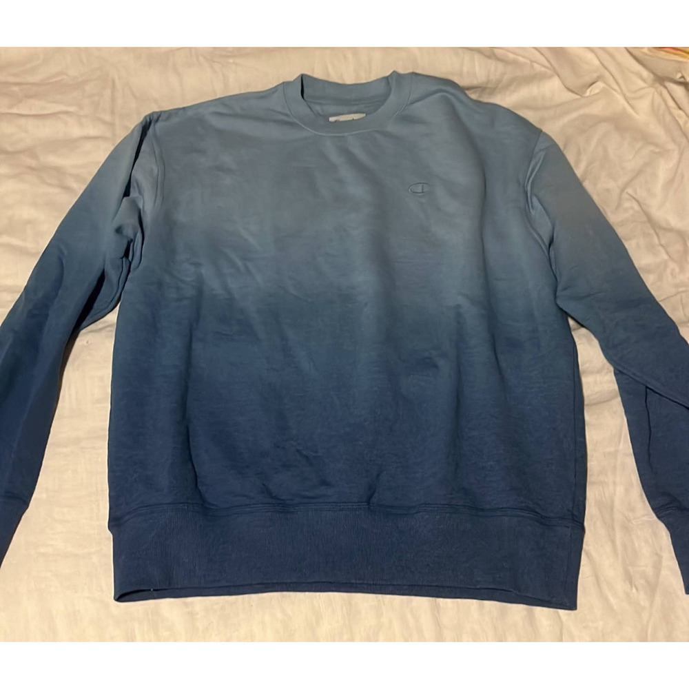Blue Ombre Champion Crew Neck Sweatshirt Large